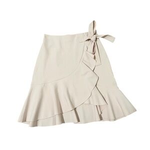 H&M Cream Mini Skirt with Ruffle Detail, Size 6